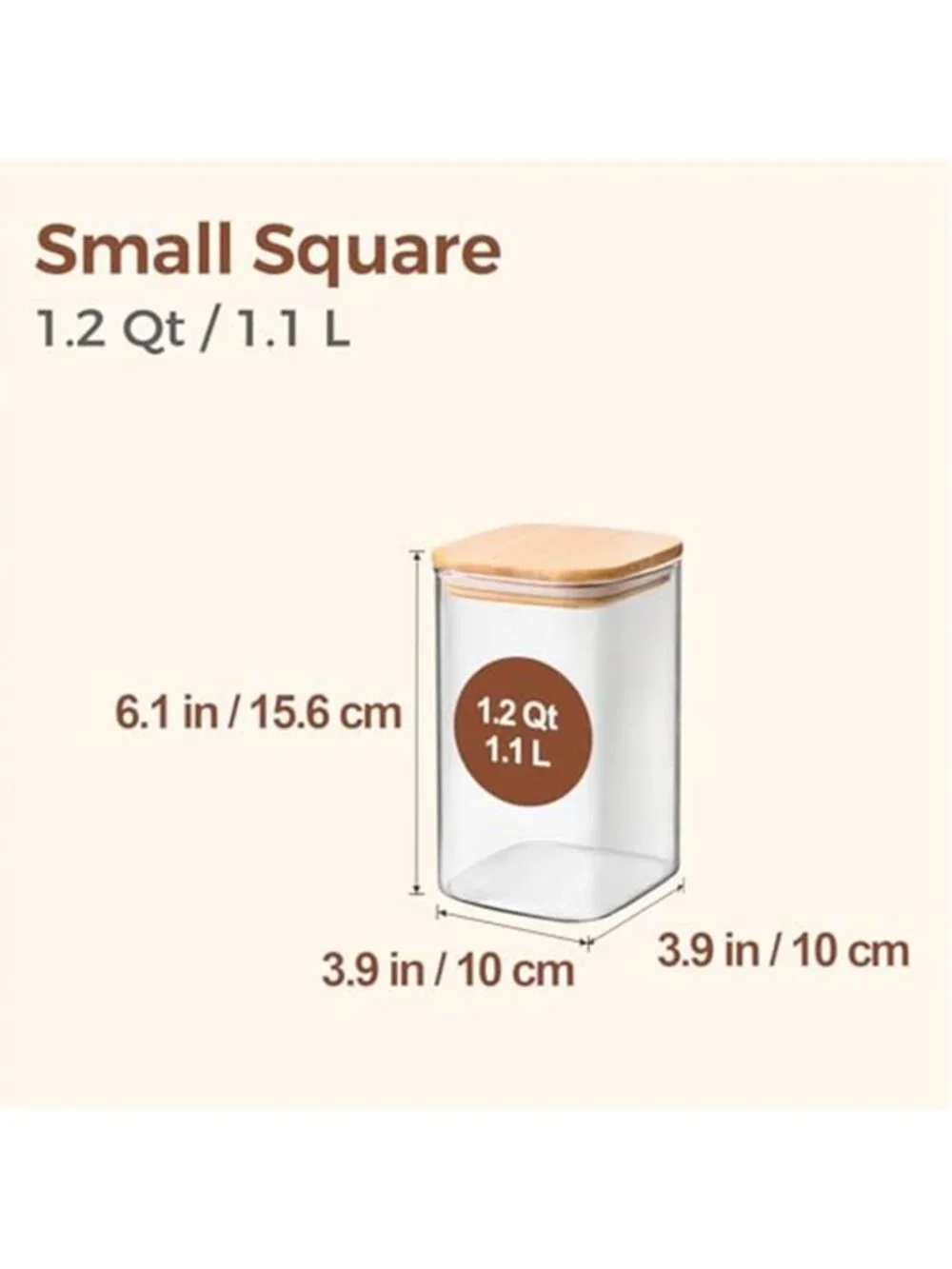 1.2 QT Glass Storage Containers with Lids, Glass Jars with Lids, Clear Food Jar